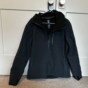 Men’s Navy hooded Kuhl soft shell jacket